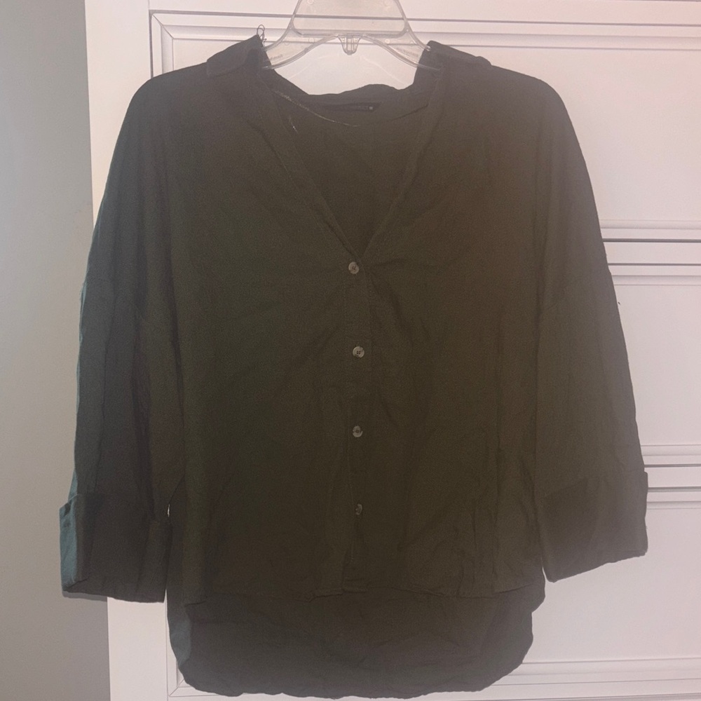 Zara Olive Button-Up Shirt